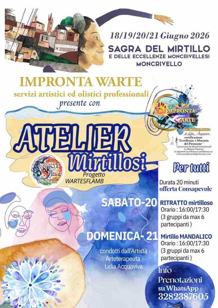 'Sagra del Mirtillo' Giugno 2026 - Comune di Moncrivello (VC) - Artista Poliedrica: Lidia Acquaviva